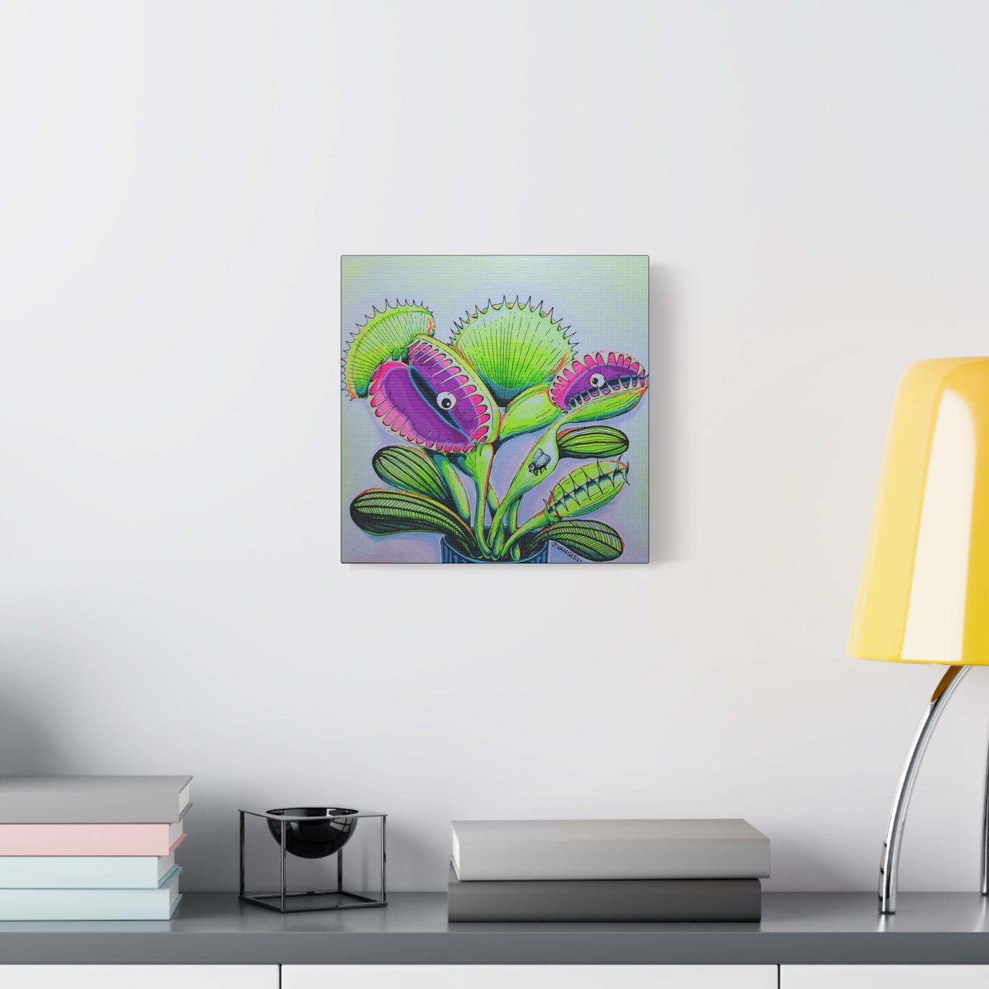 Cyclops Venus Fly Trap Original Canvas Art Print, Botanical Wall Decor