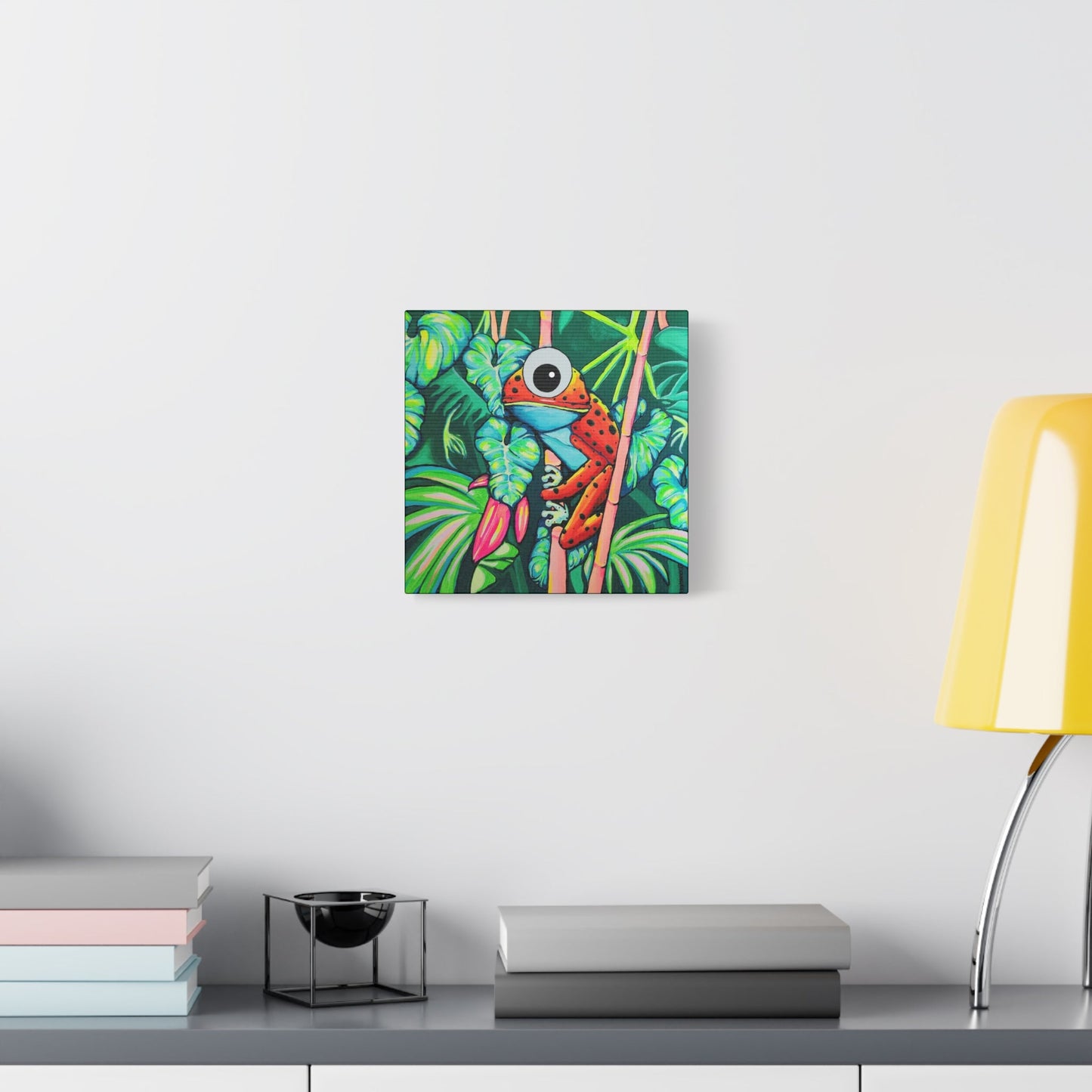 Cyclops Red Frog Canvas Print, Original Artist Design, Home Decor Wall Art