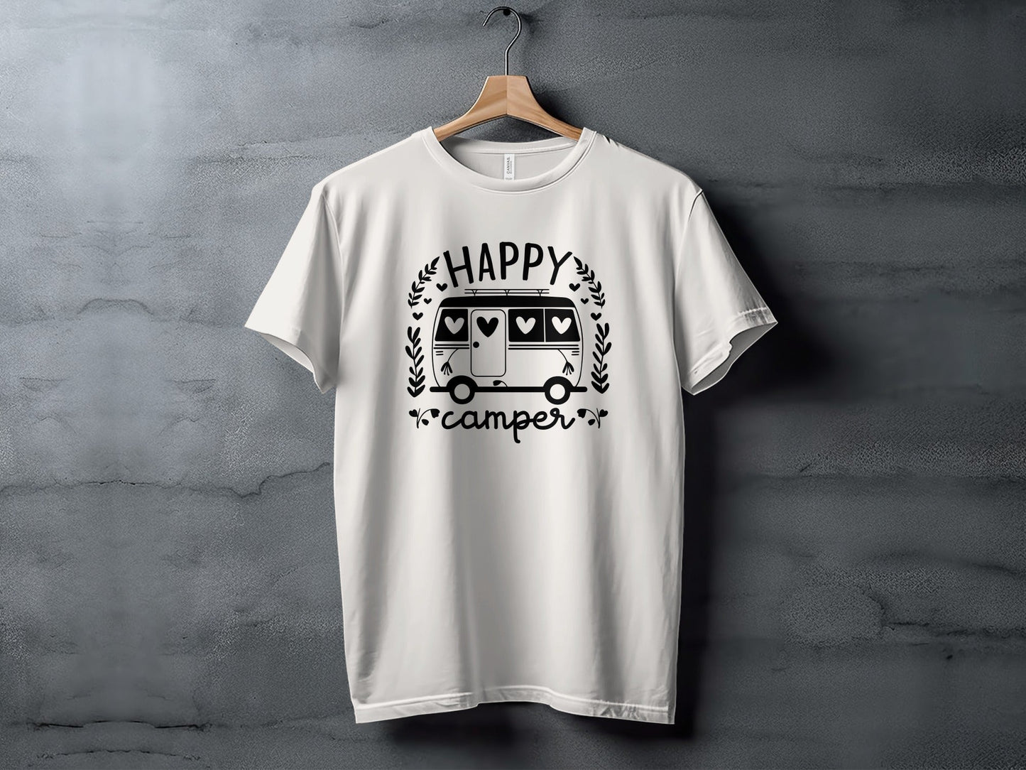 Happy Camper Campervan Love Hearts Outdoor Trip Design T-Shirt