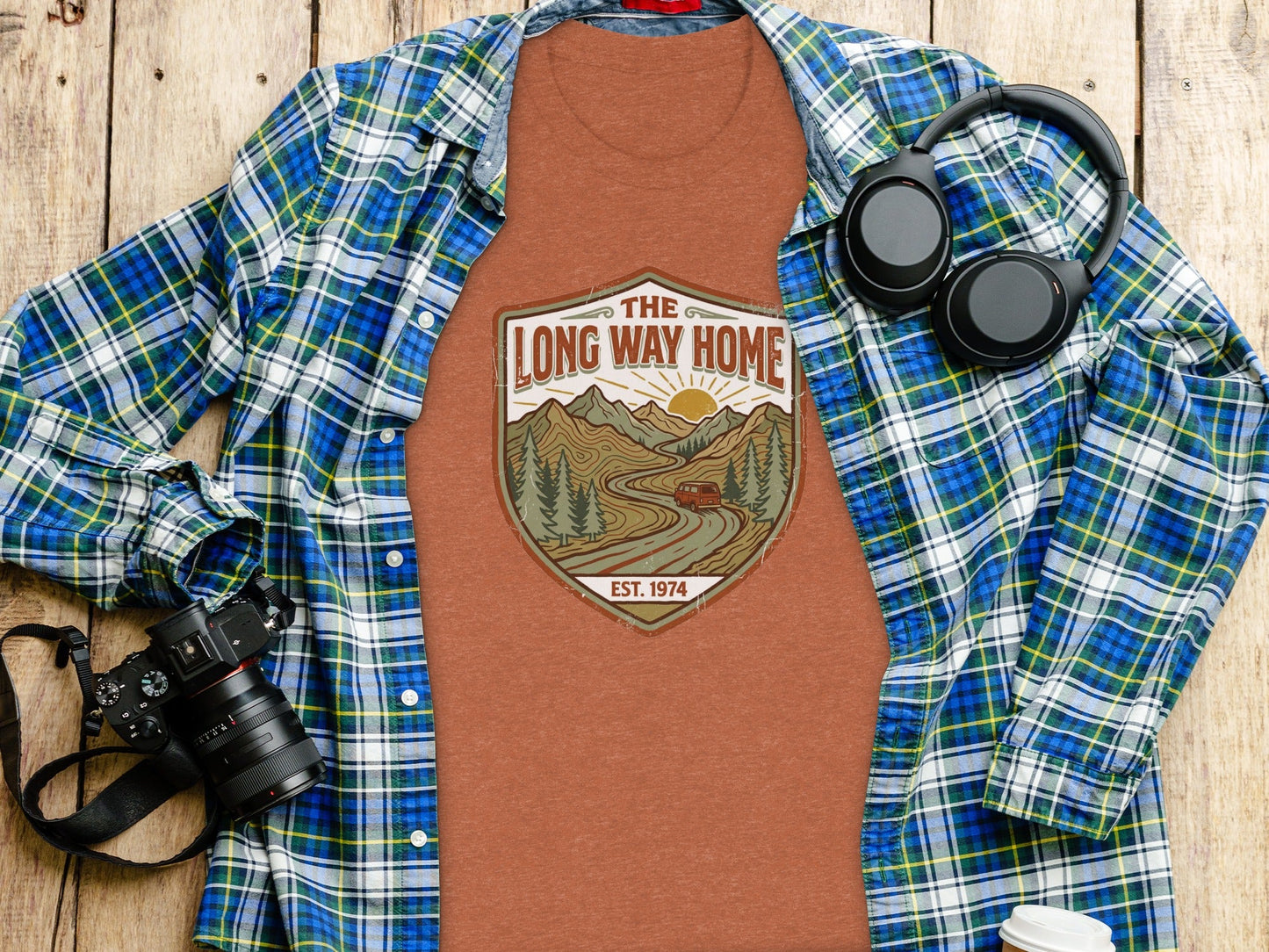 Rugged The Long Way Home - Vintage Adventure Wilderness Shirt