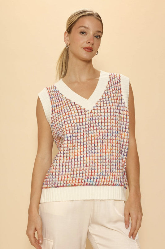Multicolor knit vest