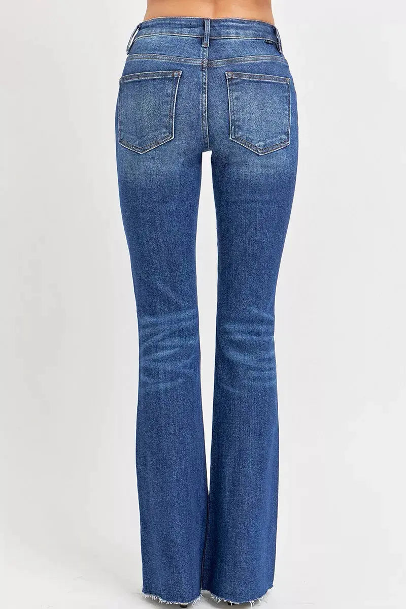 RISEN Jeans - Plus Size Distressed Mid Rise Flare Jeans