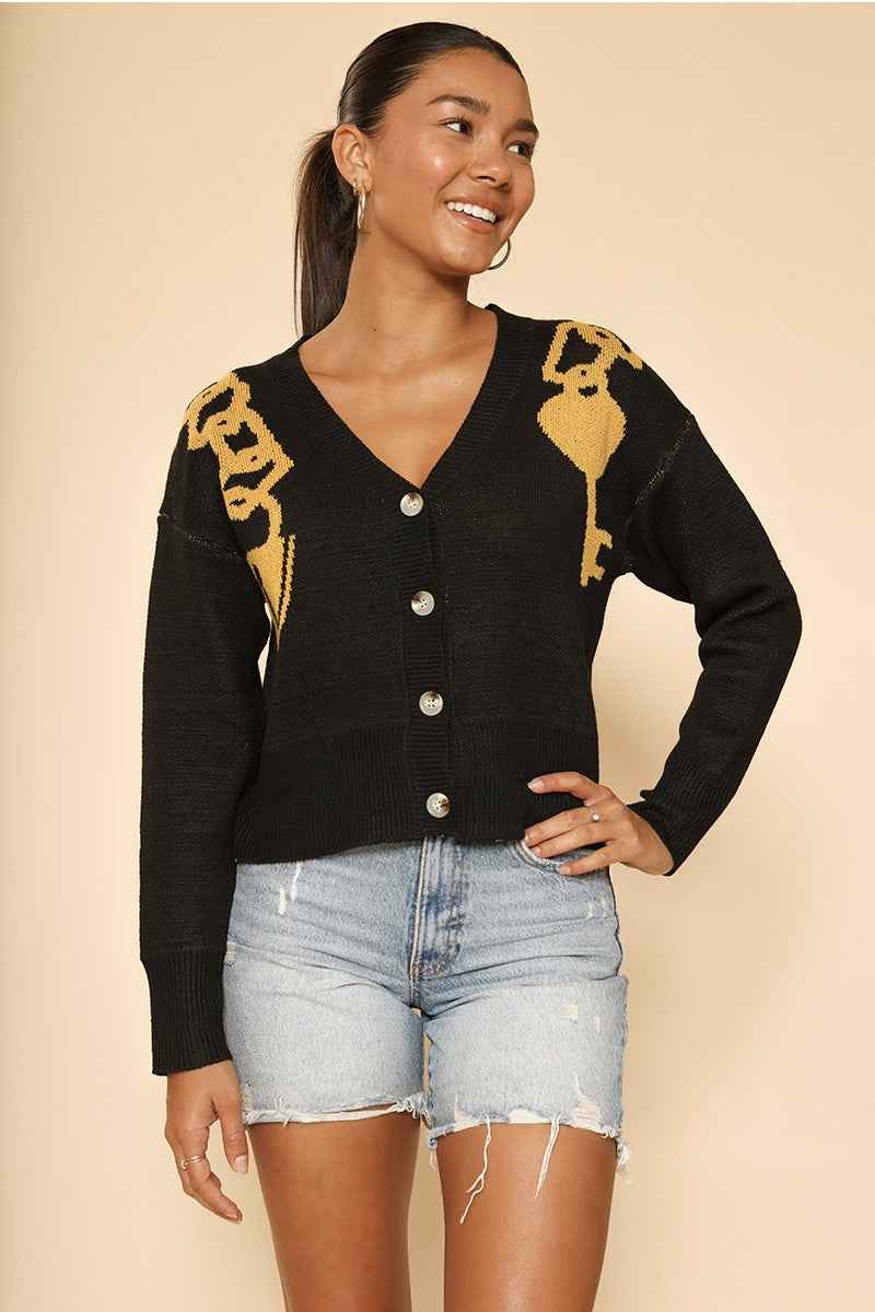 Lock and key chain cropped cardigan