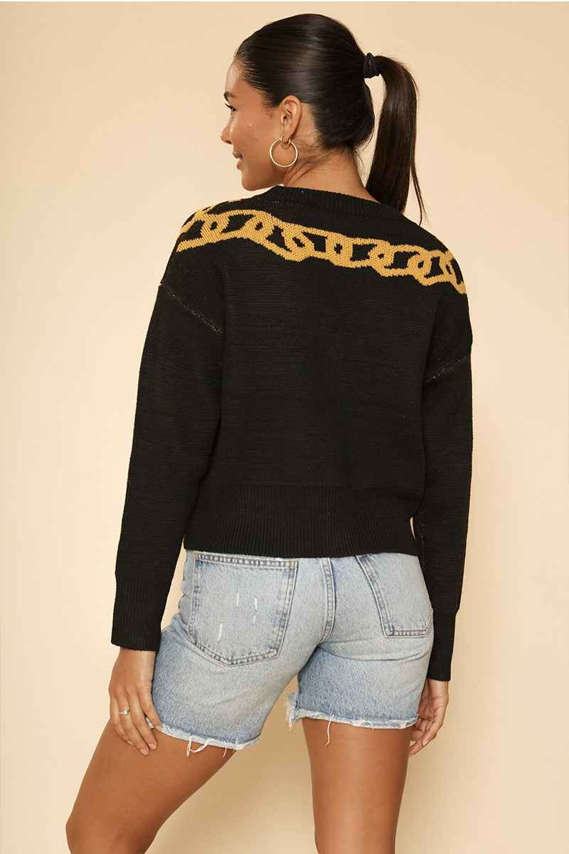 Lock and key chain cropped cardigan