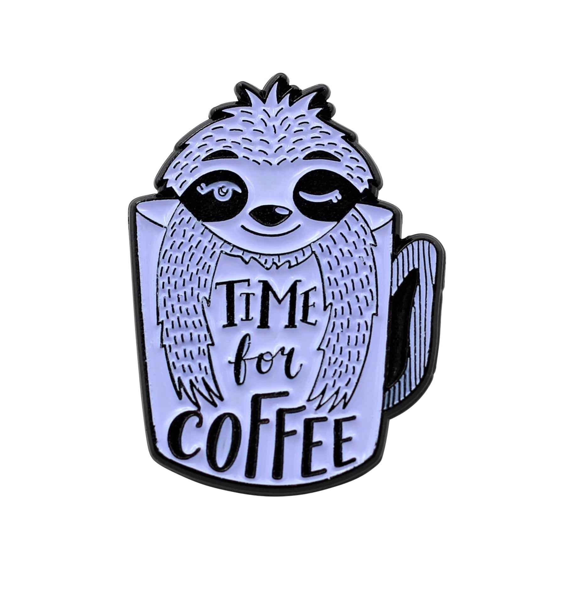Coffee Sloth - Time For Coffee Enamel Lapel Pin