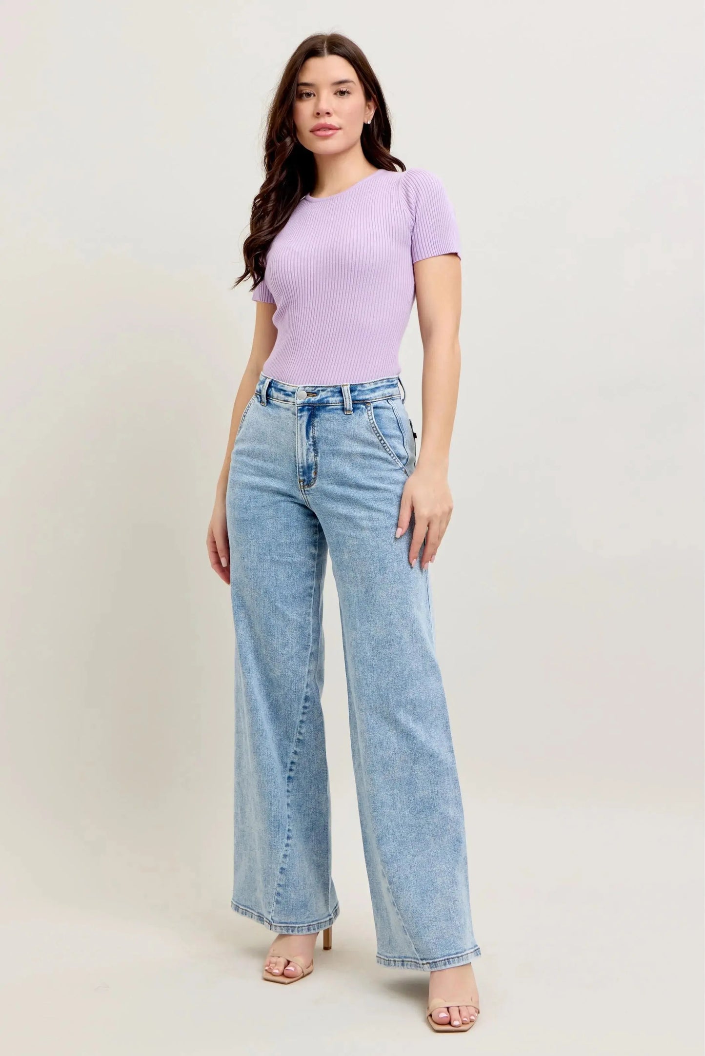 High Waist Skewed Inseam Wide Leg Judy Blue Jeans – Full & Plus Size