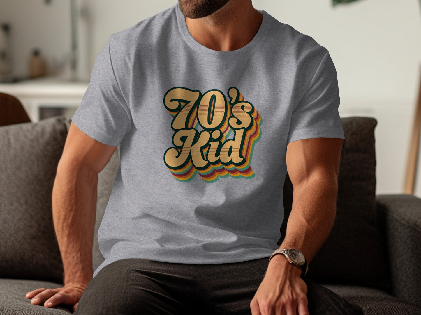 Retro Style 70s Kid With Colorful Layers T-Shirt
