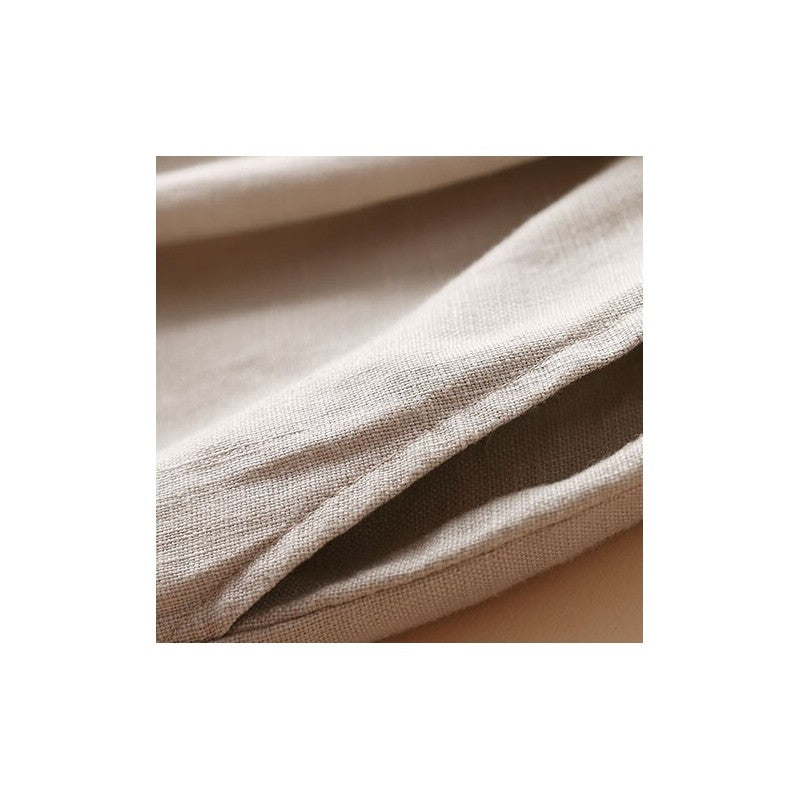 High-Waisted Relaxed Linen and Cotton Blend Cropped Pants