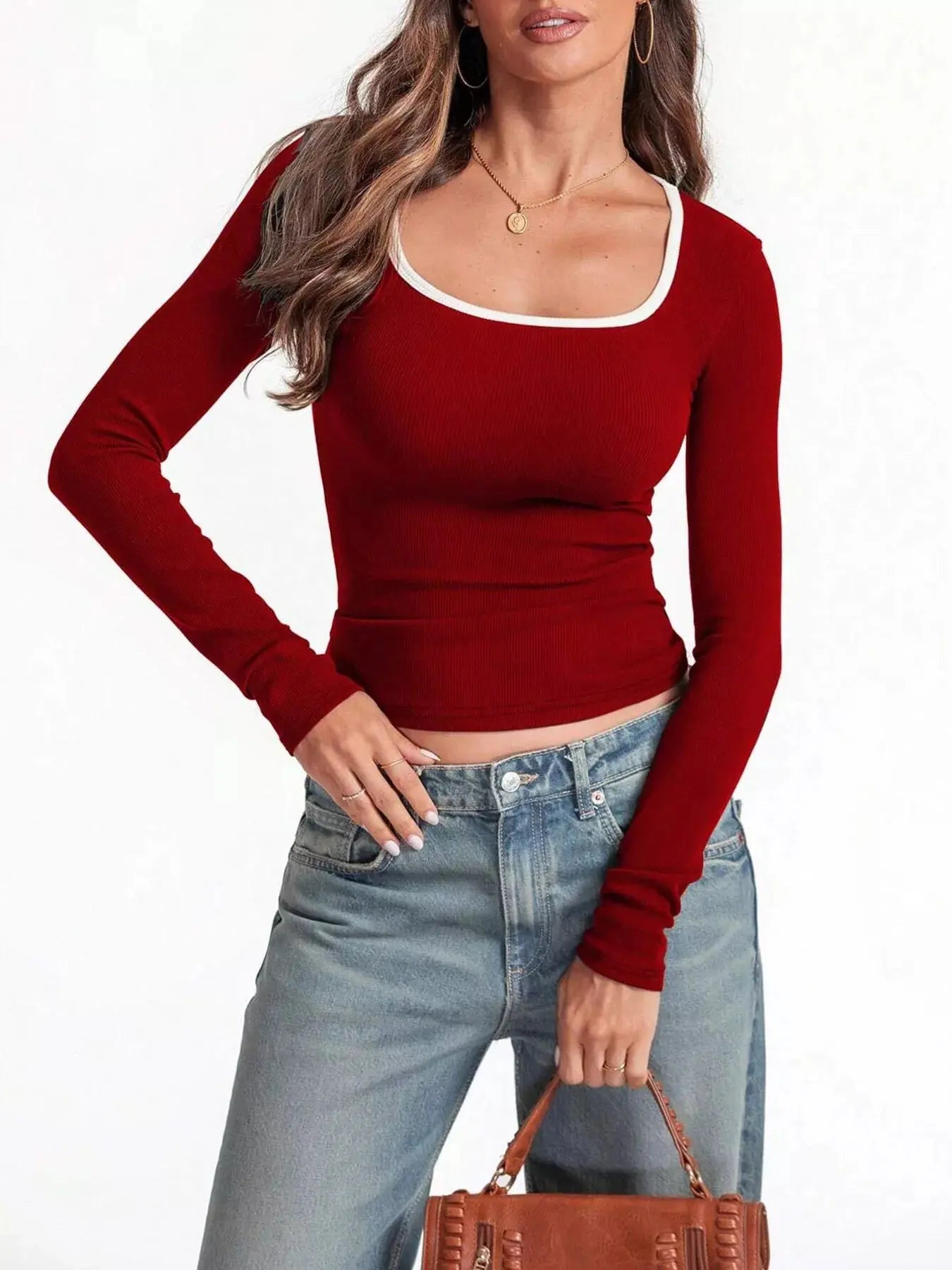 Scoop Neck Long Sleeve T Shirt