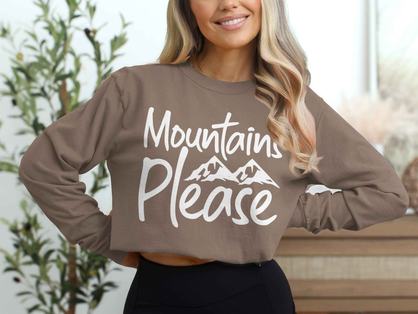 Mountains Please Adventure Awaits Long Sleeve T-Shirt