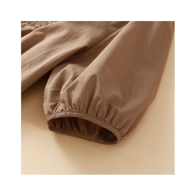 Embroidered Cotton Linen Loose Fit Round Neck Top