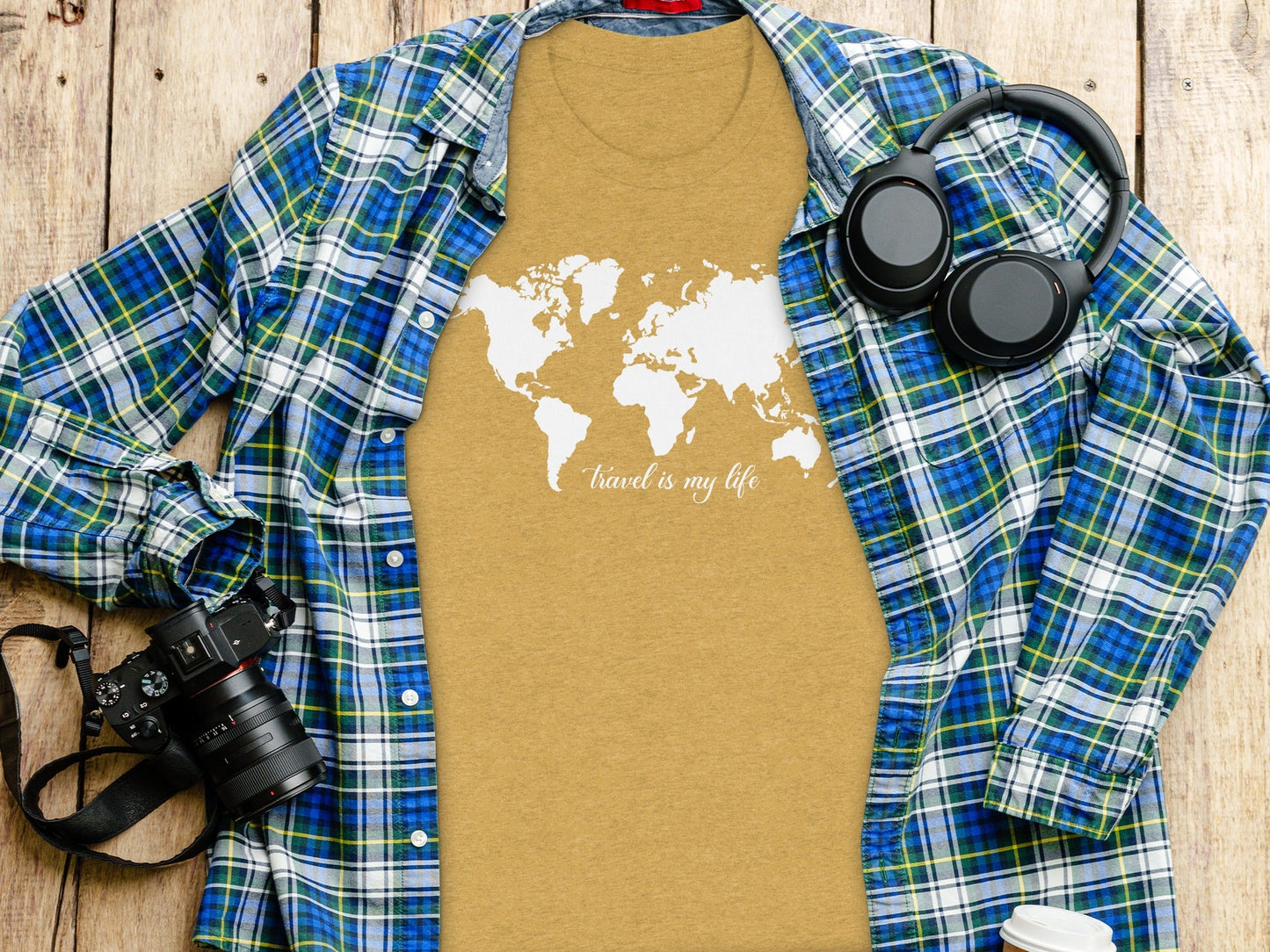 World Map Travel is My Life Graphic Design T-Shirt