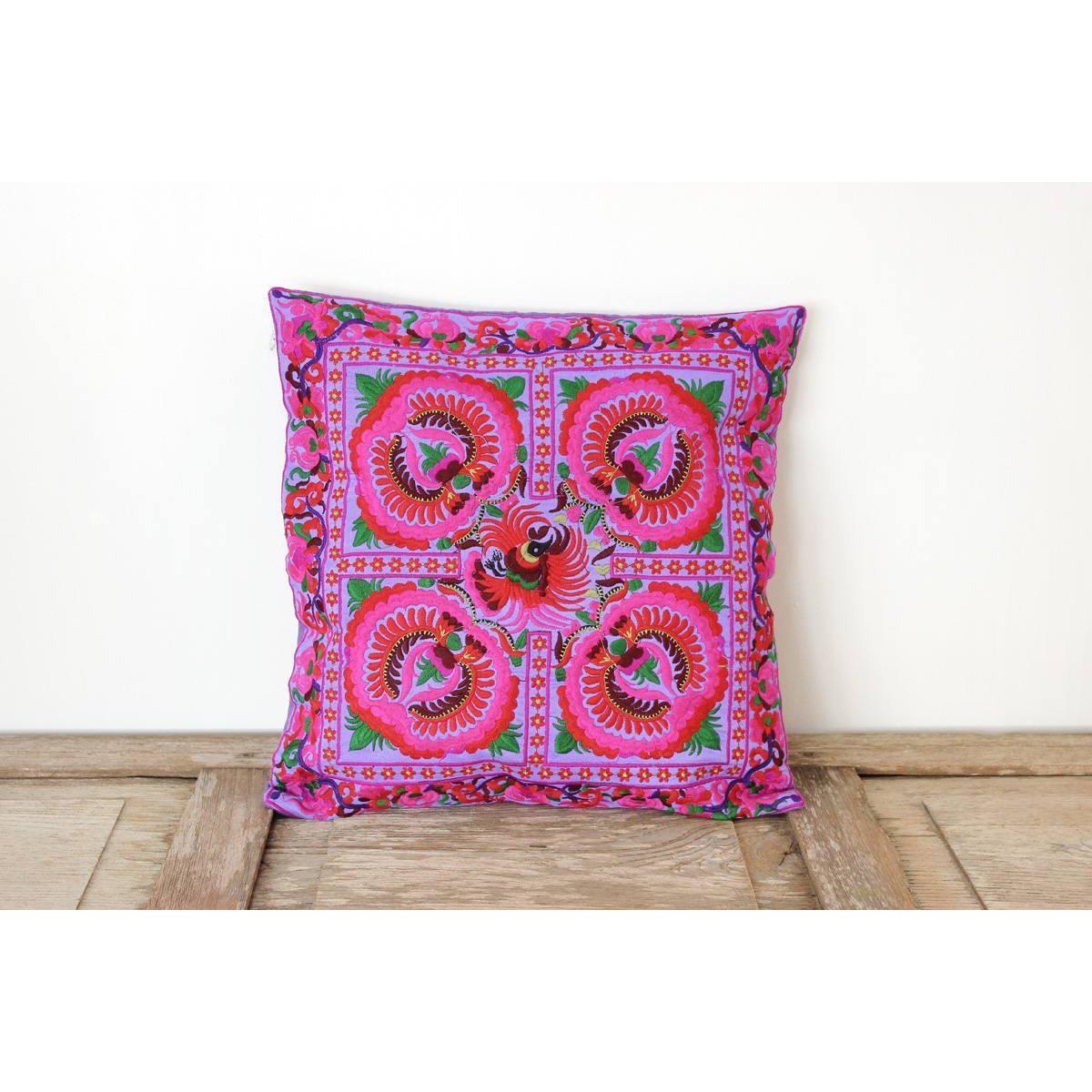 Hmong Bird Embroidered Pillow Cover - Thailand