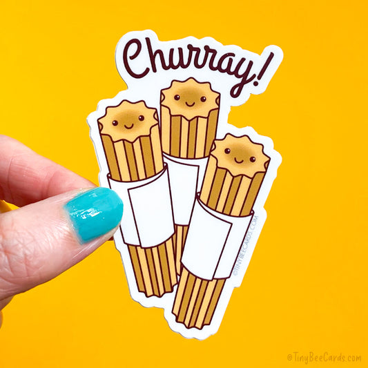 Funny Churro Vinyl Sticker "Churray!"