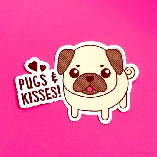 Pug Vinyl Sticker "Pugs & Kisses"