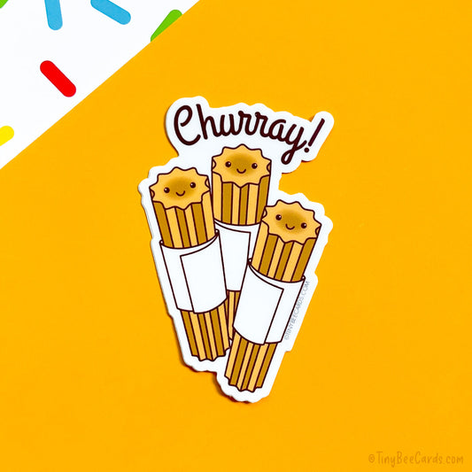 Funny Churro Vinyl Sticker "Churray!"