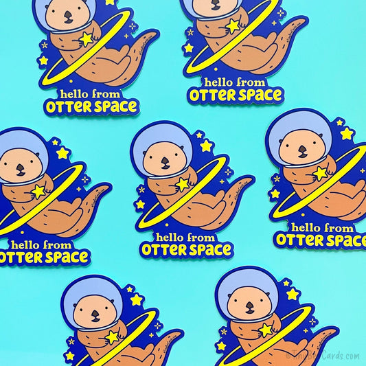 Cute Otter Vinyl Sticker "Hello from Otter Space"