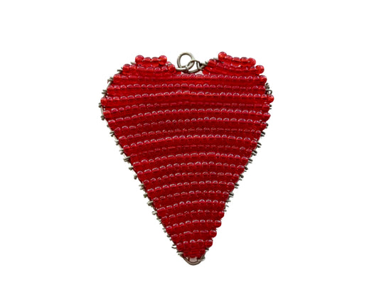 Heart of Love Handcrafted Beaded Holiday and Valentine Day Ornaments - Colorful Boho Indigenous Beads with Wire Hook, Lightweight Decorative Hanging Ornament for Christmas Tree Decorations