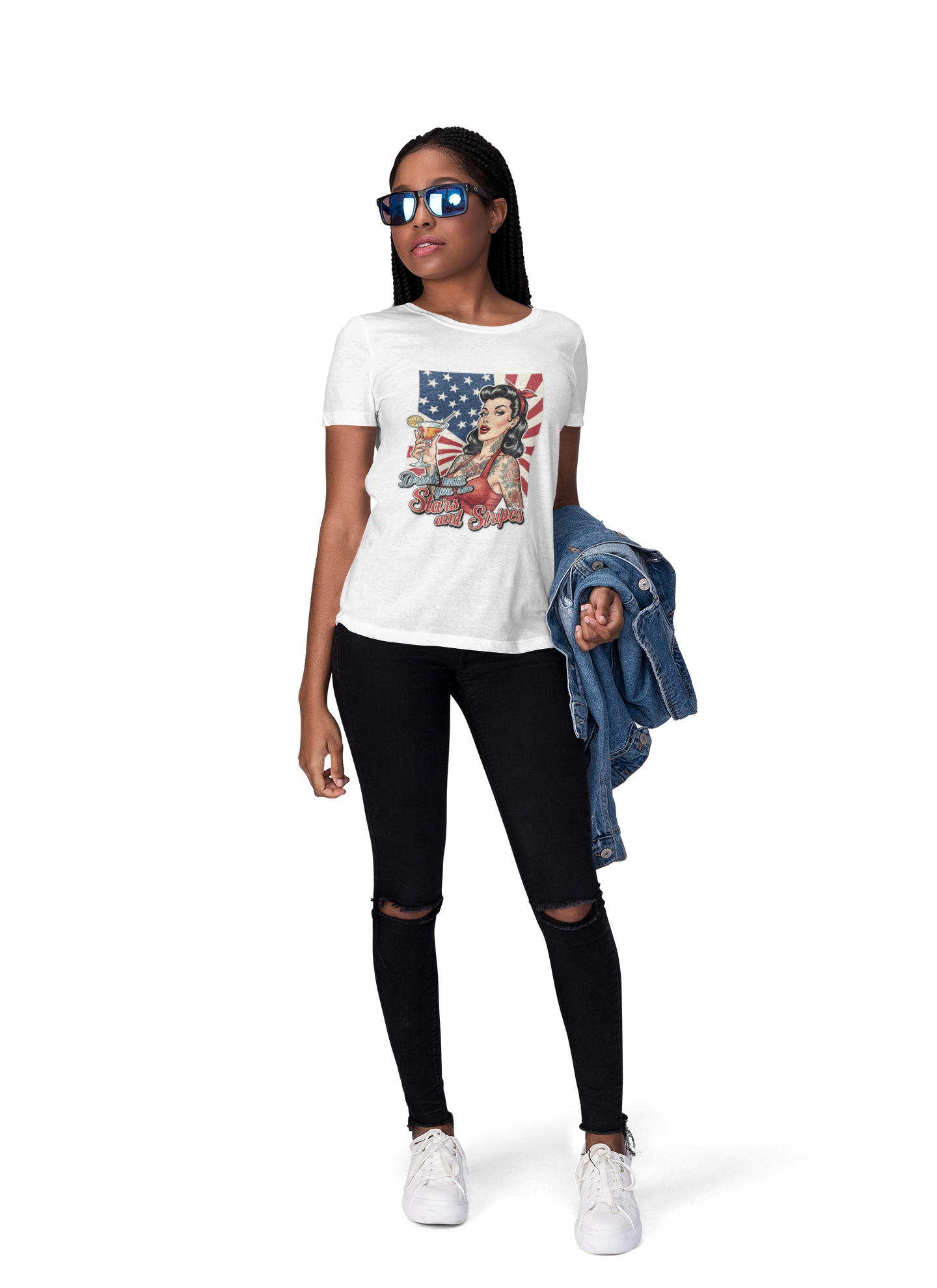 Drink Until You See Stars & Stripes Retro Graphic Tee