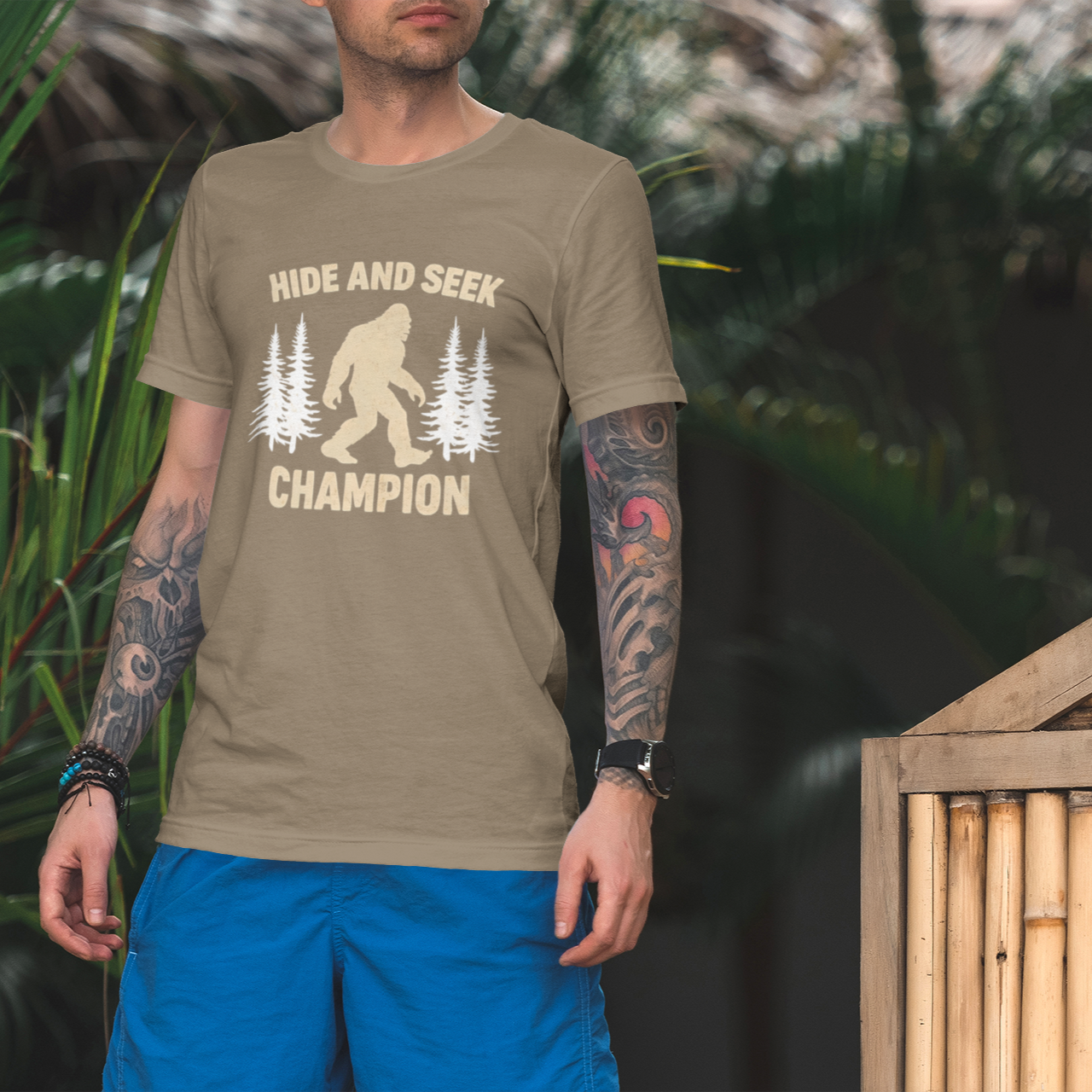 Sasquatch Hide and Seek Champion T-Shirt - Funny Outdoor Camping Tee