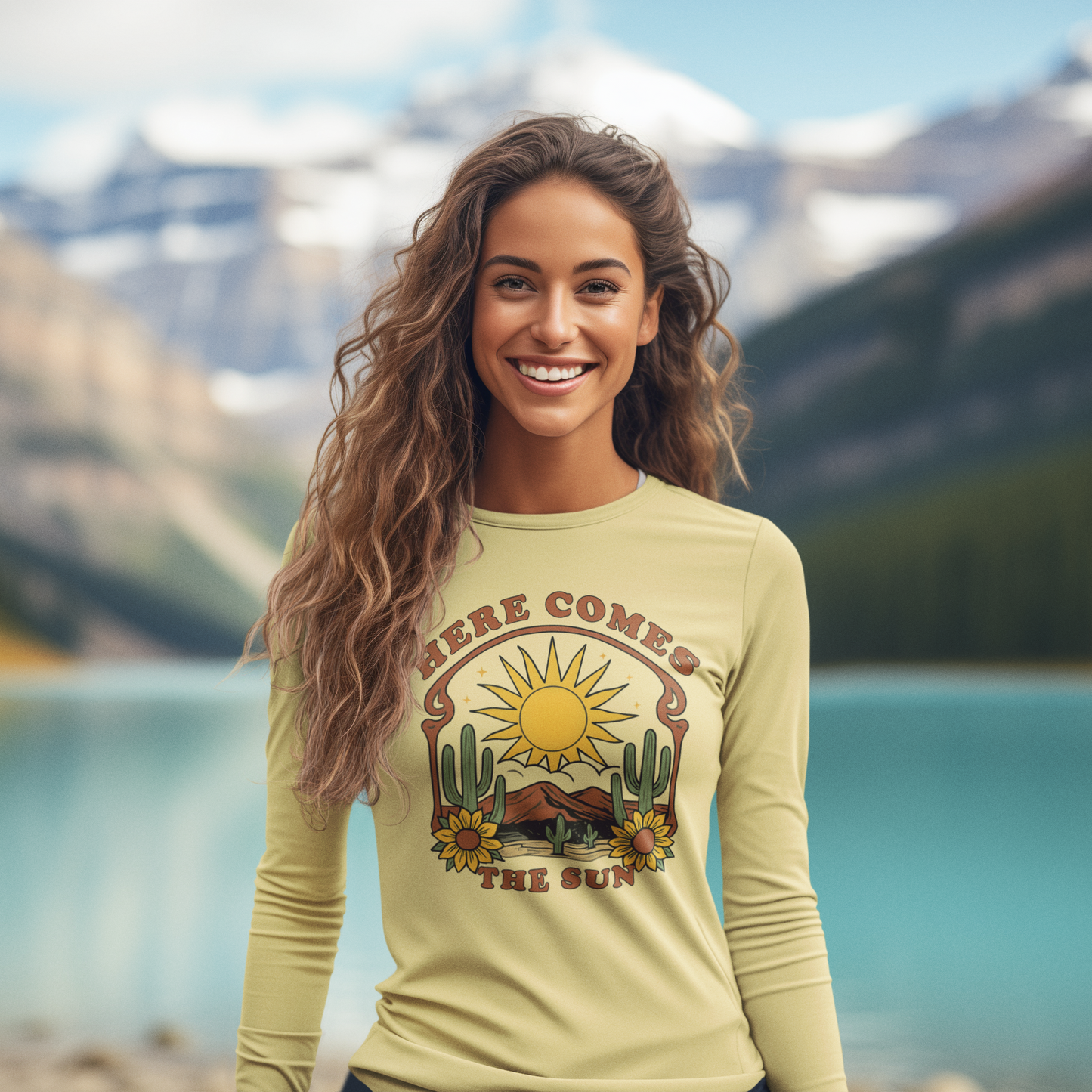 Sunshine Desert Long Sleeve T-Shirt - Boho Nature Lover Tee