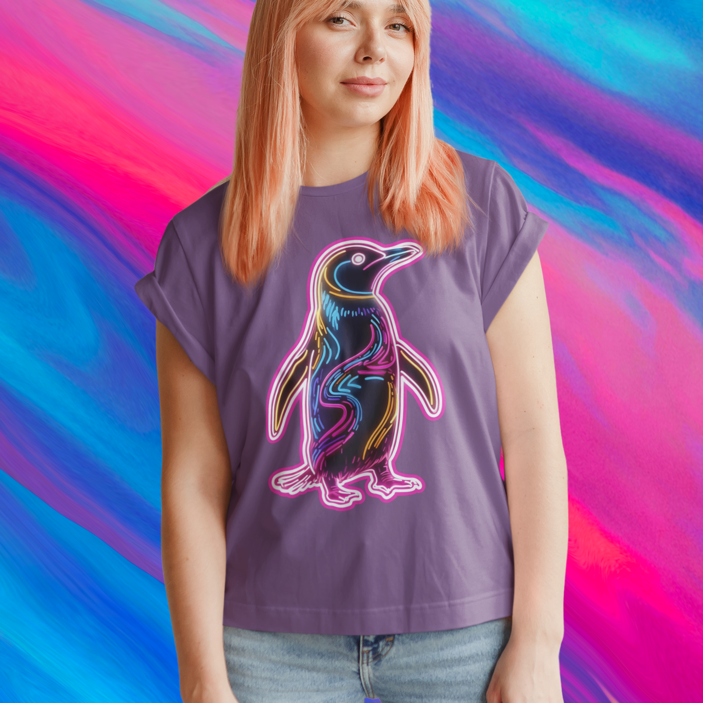 Vibrant Penguin T-Shirt - Cute Animal Graphic Tee for Men & Women - Fun Summer Apparel