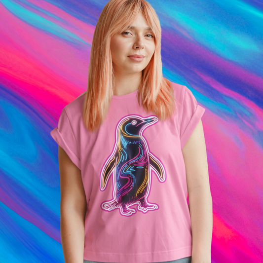 Vibrant Penguin T-Shirt - Cute Animal Graphic Tee for Men & Women - Fun Summer Apparel