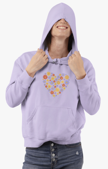 Floral Heart Hoodie - Female Cozy Hoodie - Perfect Gift for Any Occasion