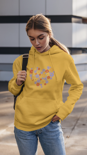 Floral Heart Hoodie - Female Cozy Hoodie - Perfect Gift for Any Occasion