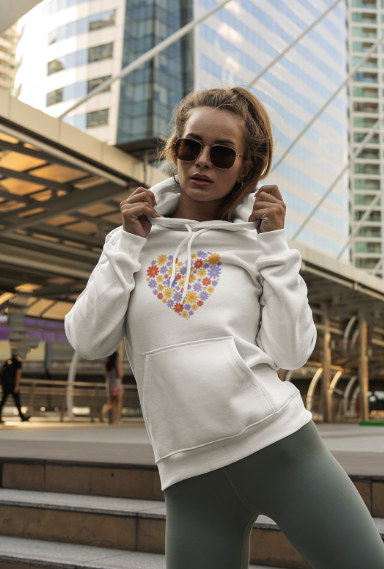 Floral Heart Hoodie - Female Cozy Hoodie - Perfect Gift for Any Occasion