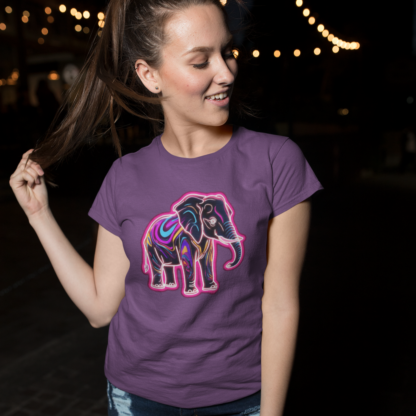 Neon Elephant T-Shirt - Vibrant Animal Graphic Tee for Wildlife Lovers