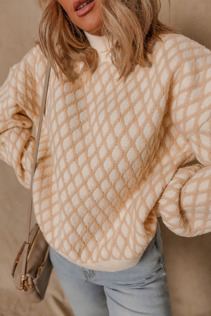 Rhombus Textured Knit Sweater
