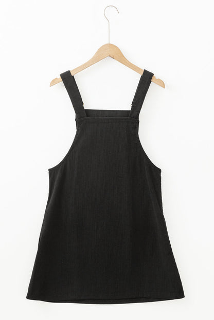 Front Pockets Corduroy Overall Dress