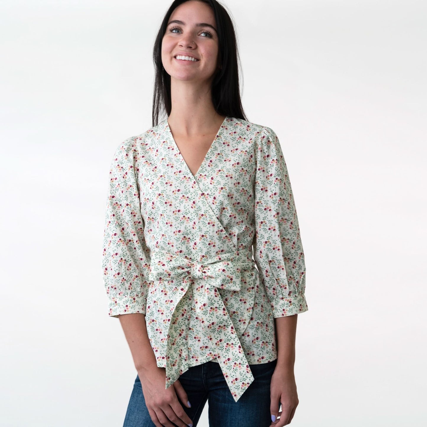 Puff Sleeve Wrap Top