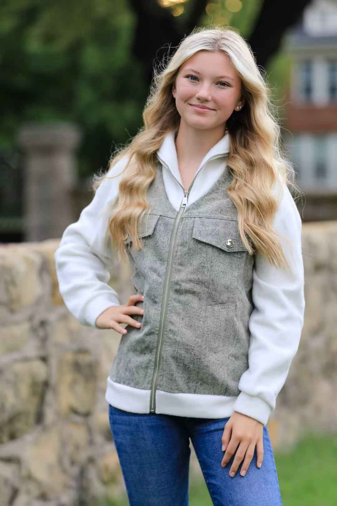 Zip up denim jacket