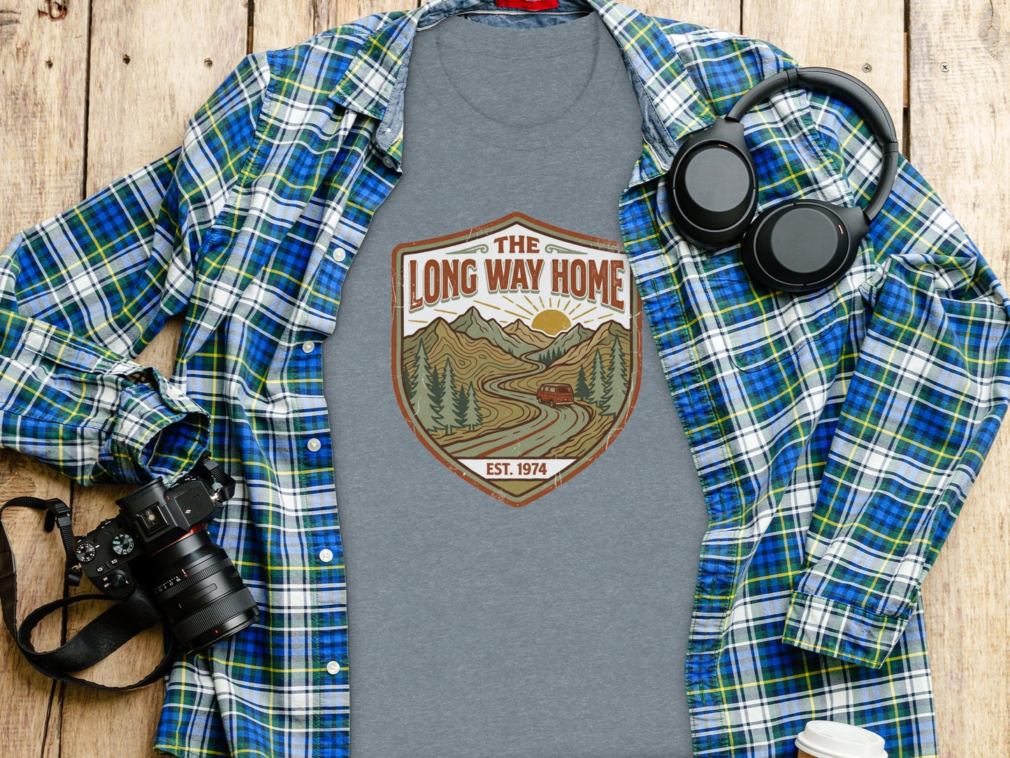Rugged The Long Way Home - Vintage Adventure Wilderness Shirt
