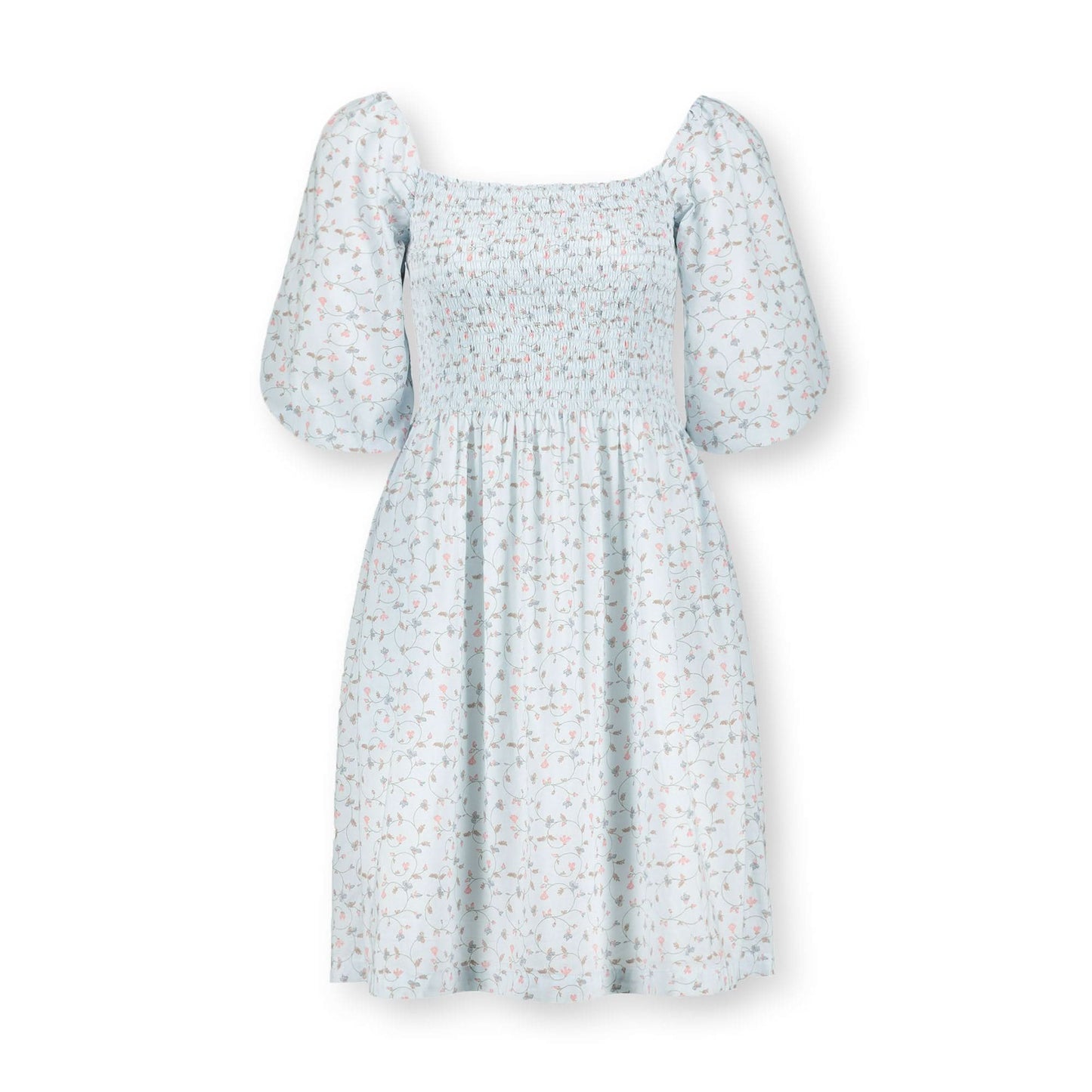 Smocked Bubble Sleeve Organic Dress