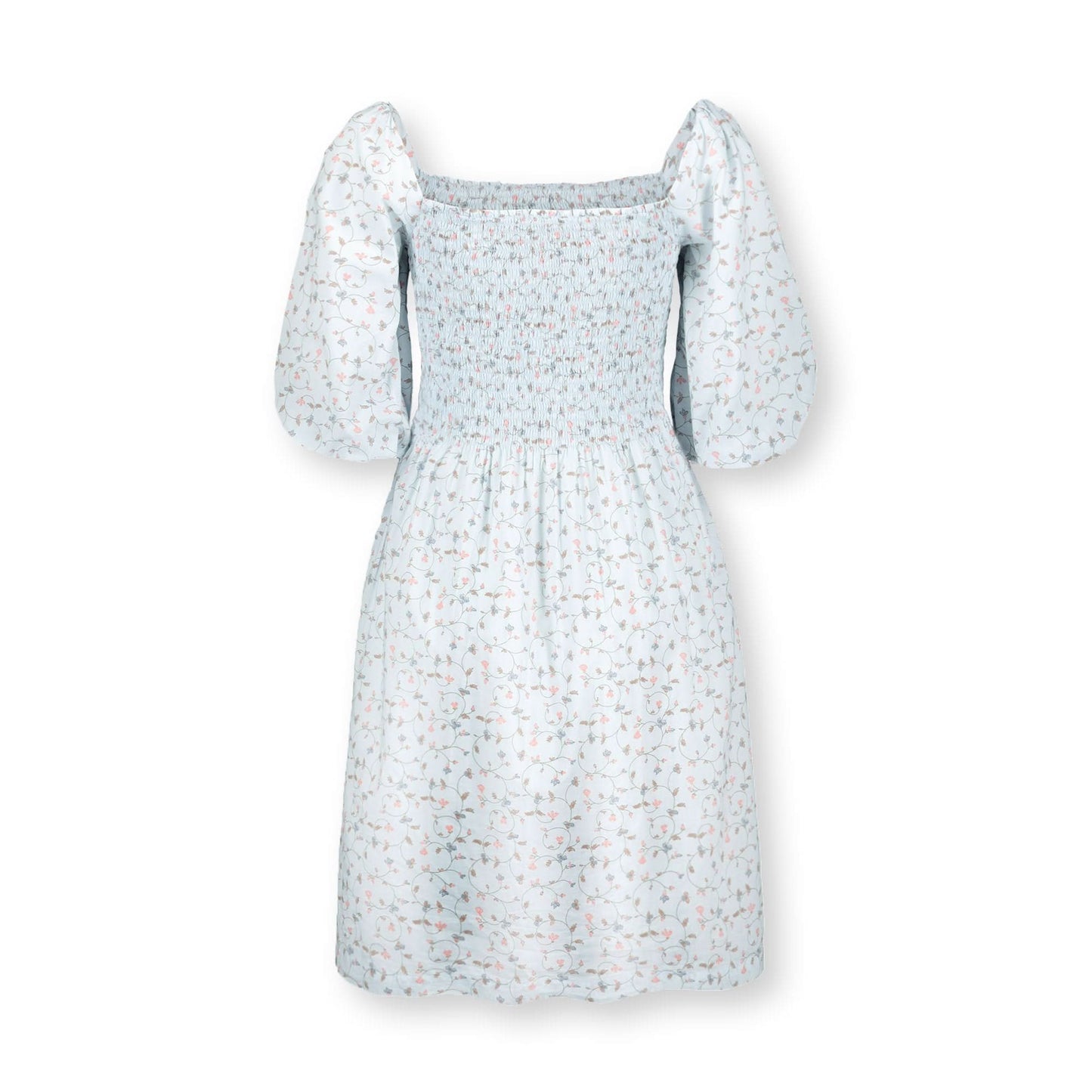 Smocked Bubble Sleeve Organic Dress