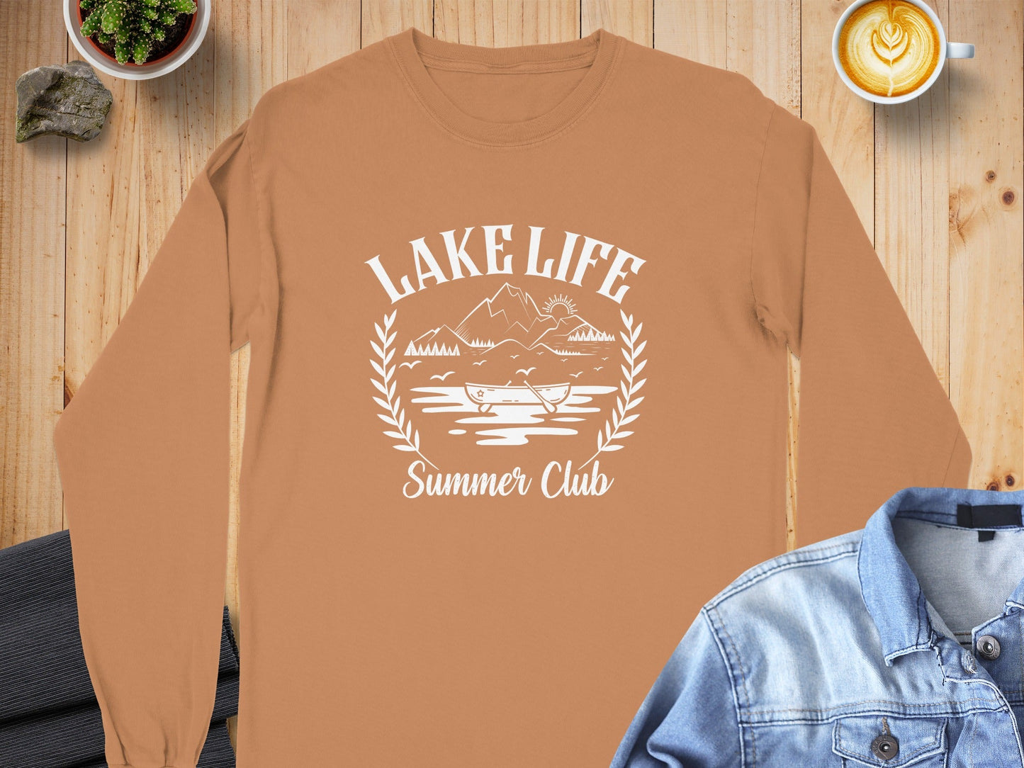 Lake Life Summer Club Graphic Design Long Sleeve T-Shirt