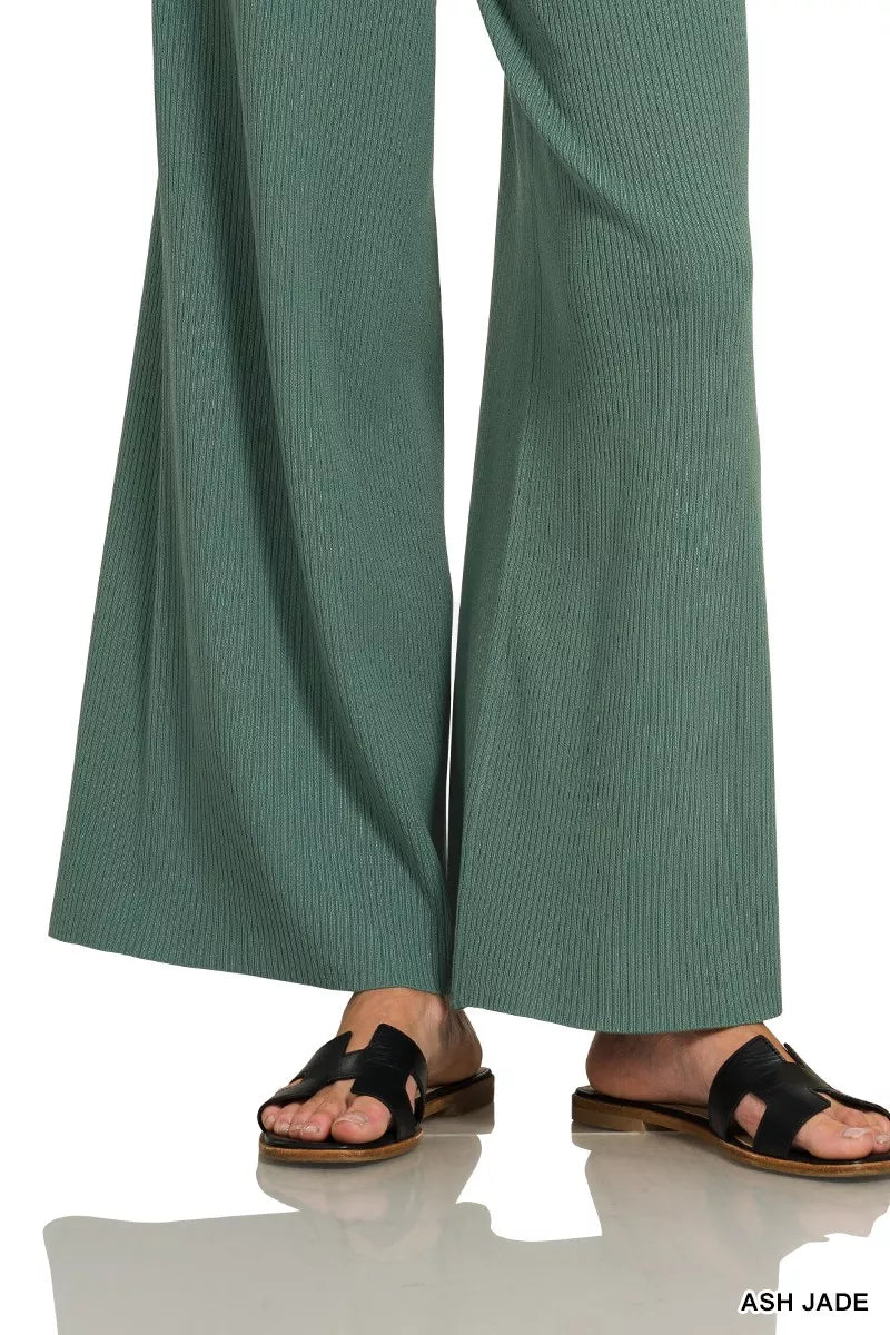 Ash Jade Ribbed Viscose Sweater Top & Pants Set by Zenana