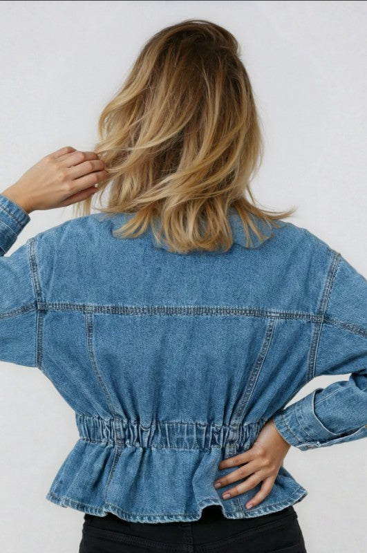 Studded detail v neck denim jacket