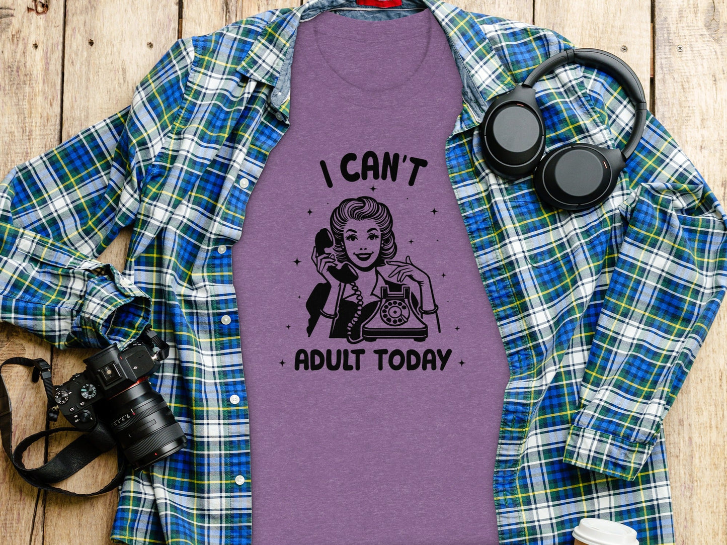 I Can't Adult Today Retro Inspired Graphic Design T-Shirt