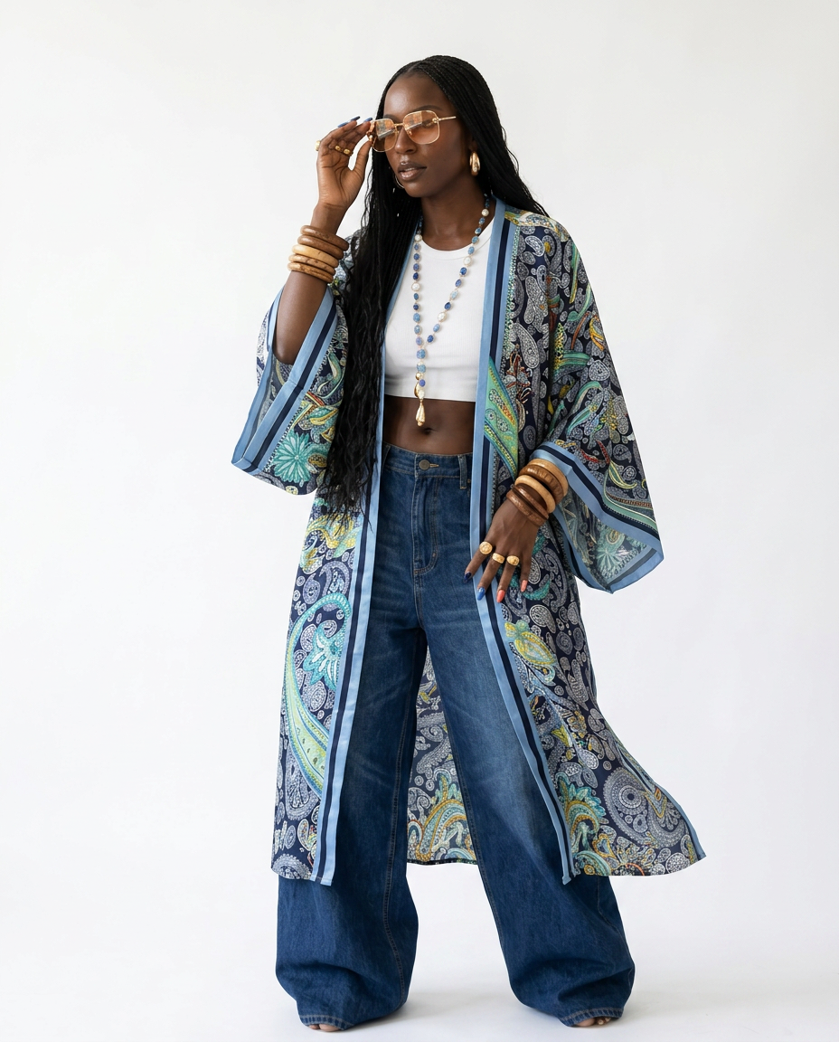 Wanderlust Silk Feeling Boho Kaftan