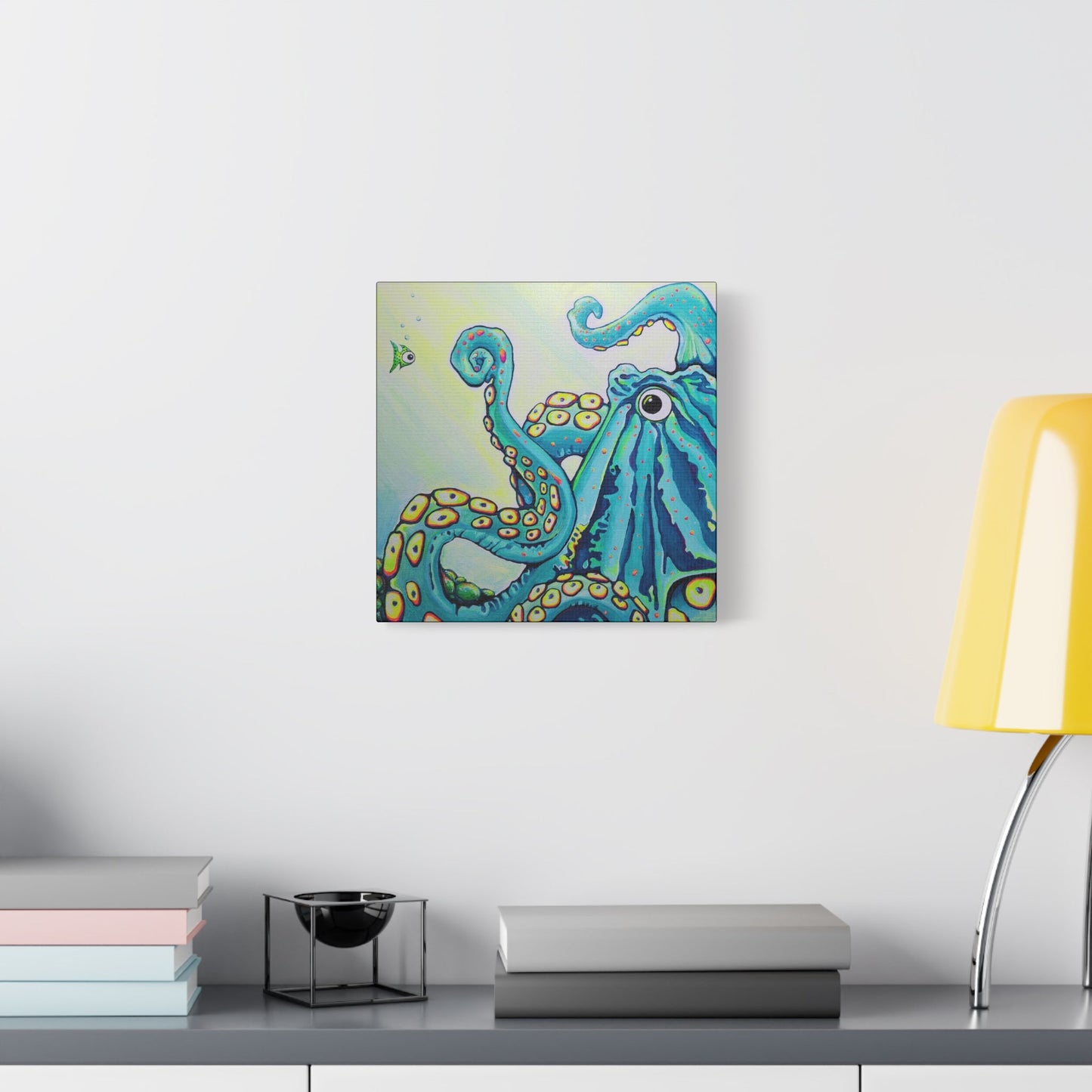 Cyclops Octopus Original Canvas Art Print, Unique Home Decor, Wall Art