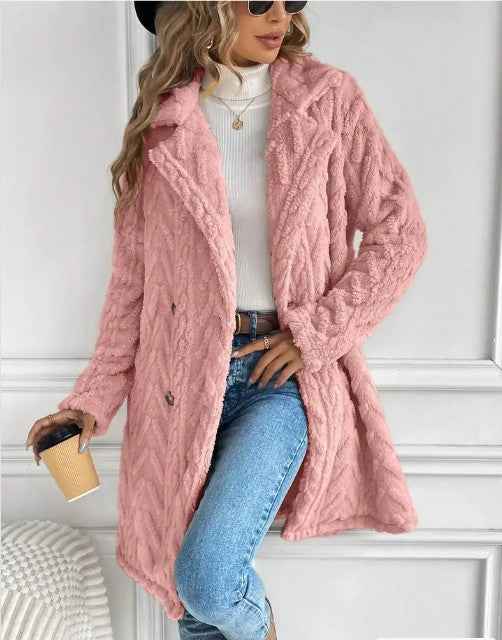 Houndstooth Pattern  Fleece Coat