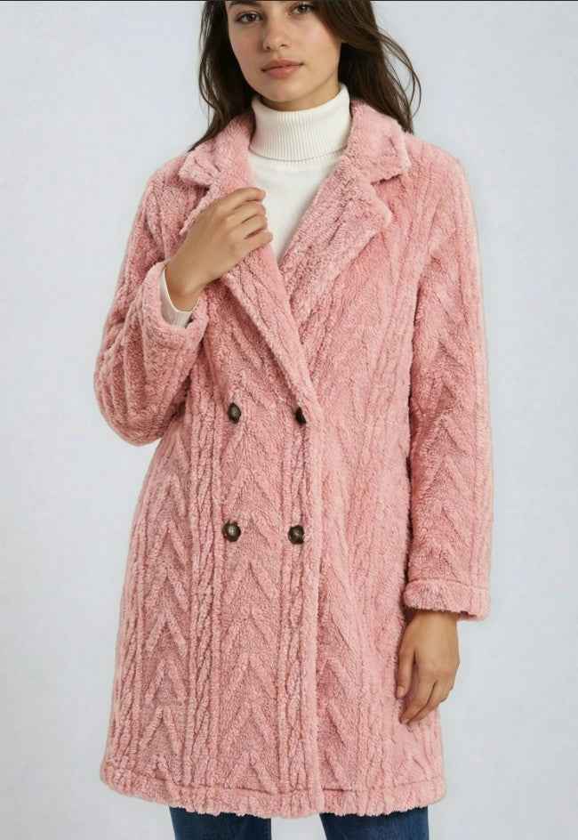 Houndstooth Pattern  Fleece Coat