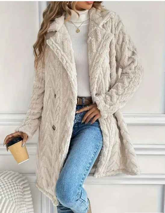 Houndstooth Pattern  Fleece Coat
