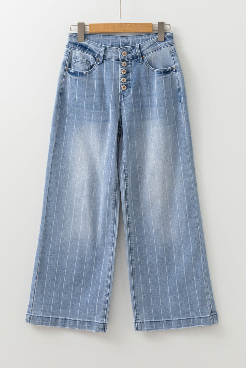 Beau Blue Wide Leg Jeans With Multiple Button Details
