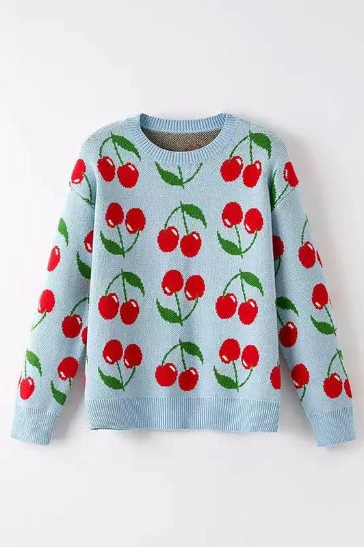Cherry Pattern Knit Sweater