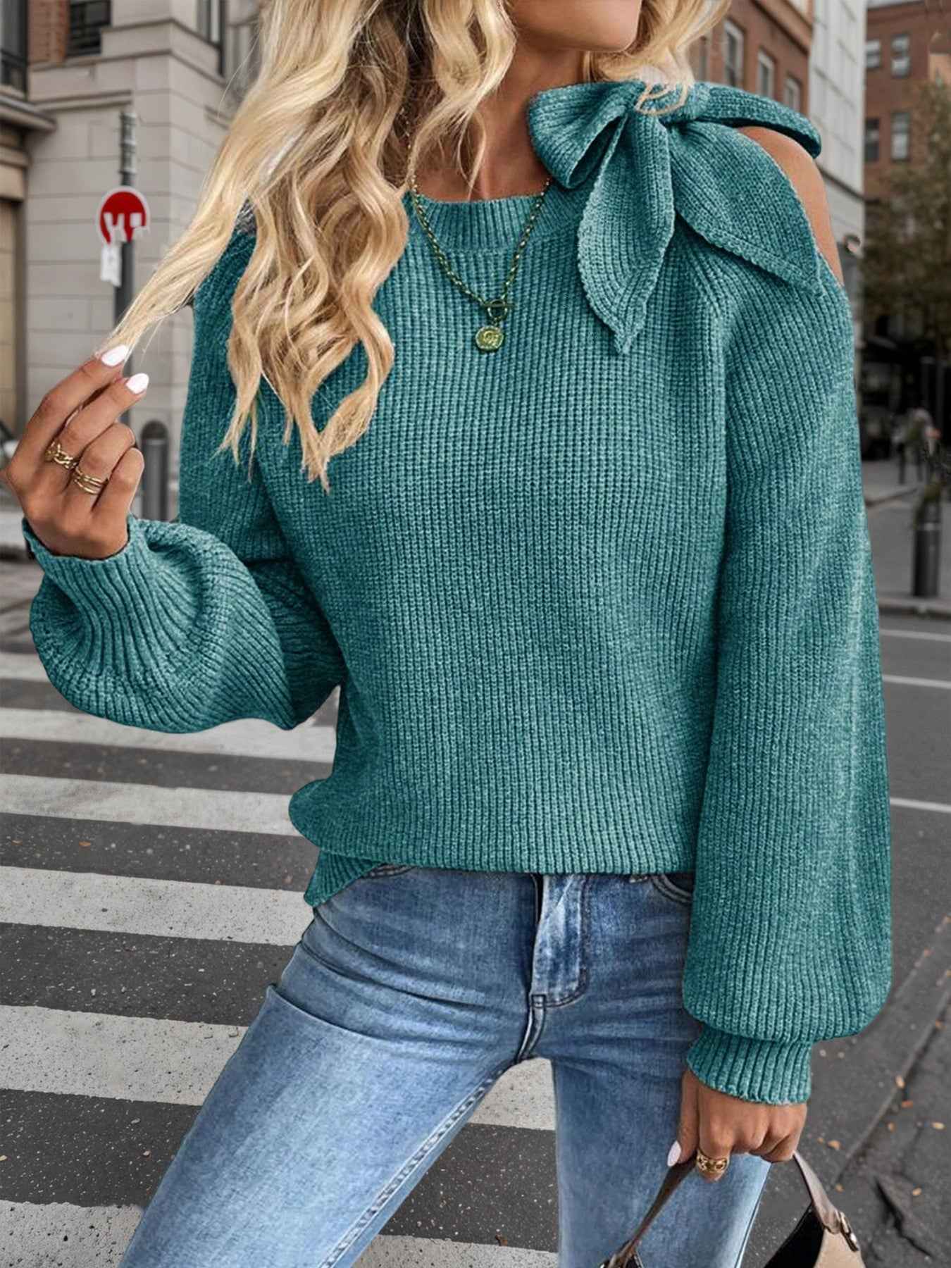 Bow Ribbed Sweater